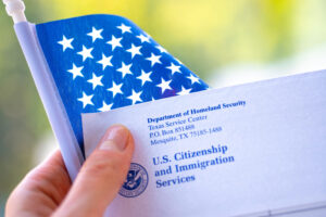 American flag and Department of Homeland Security envelope