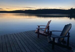 Adirondack chairs on deck at leck